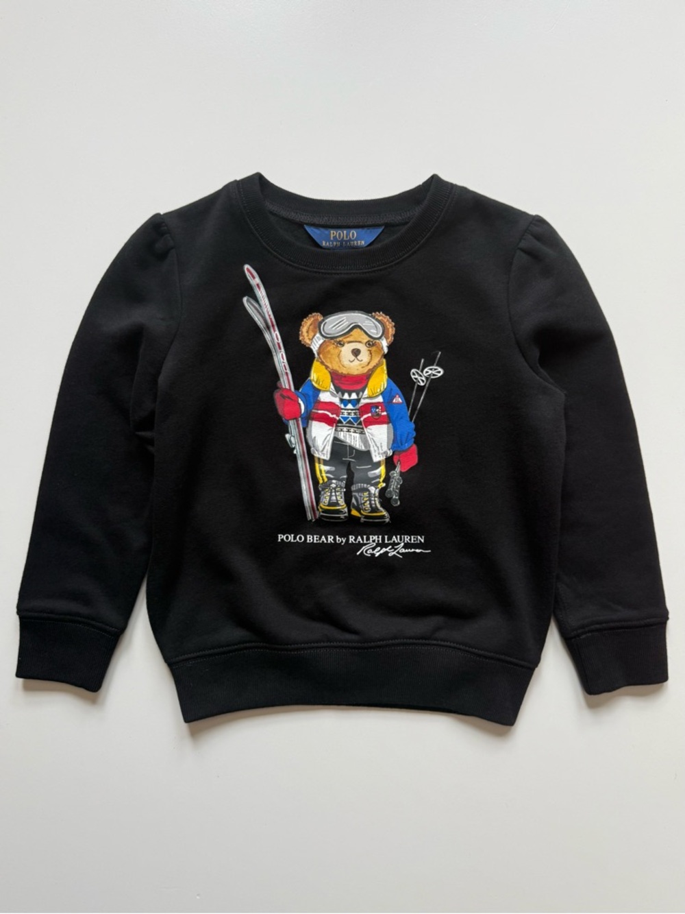 Polo Ralph Lauren Girls Polo Black Ski Bear Fleece Pullover - Size 5